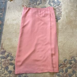 Silk Salmon Pink Midi Skirt w/ Side Slit Petite